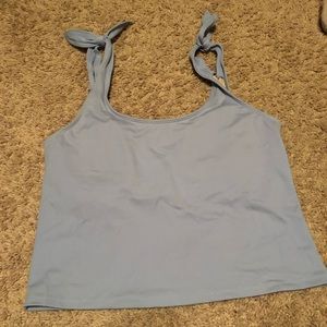 Kortni Jeane powder blue shoulder tie top euc